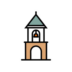 Historic School Bell Tower Vector Doodle Clipart