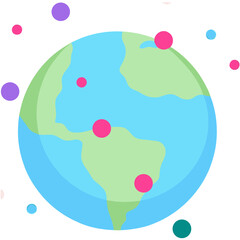 Colorful Global Map with Dotted Locations