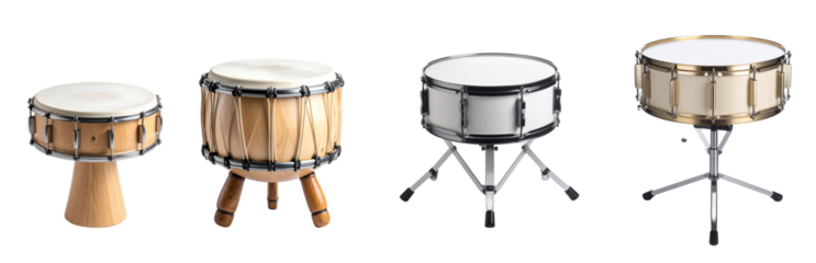 A collection of diverse drums showcasing various shapes and materials for percussion.