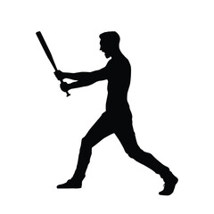 Silhouette of a man in action swinging a baseball bat, ready to hit with power and precision.