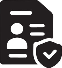 A profile icon with a shield representing security