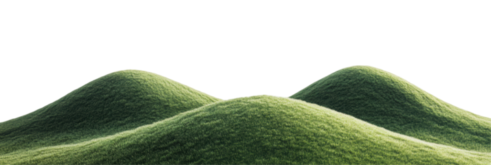 Gently rolling green hills against a black background, showing smooth curves and subtle variations in grass texture