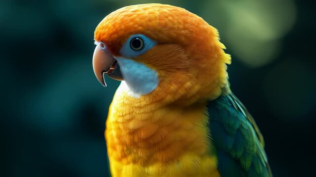 Close-up of a colorful Golden-capped Parakeet with vibrant feathers in a natural setting