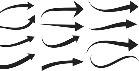 Obraz premium Arrow silhouette vector arrows pointing up down left right curved