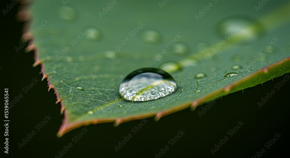 Poster a leaf with a drop of water on it