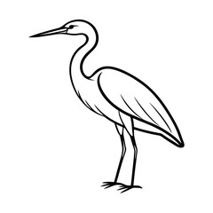 Heron Line art vector illustration 