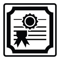 Framed certificate icon silhouette isolated on white background