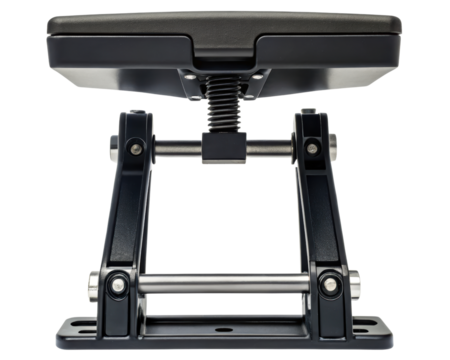 Spring-loaded adjustable bench support for stability and comfort on a transparent background