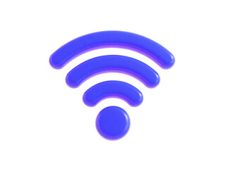 Blue Wi-Fi symbol 3D render icon, cartoon plastic style wireless signal sign, minimal glossy internet connection bar, network UI design element, png isolate on white background Download.