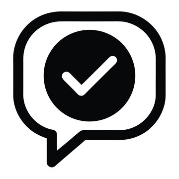 recommend clip art: Speech bubble checkmark icon silhouette isolated on white background
