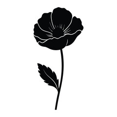 Poppy silhouette vector illustration 