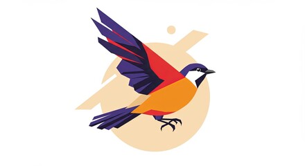 Fototapeta premium A colorful bird with a blue wing is flying in the air