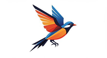 Obraz premium A colorful bird with its wings spread out flying in the air