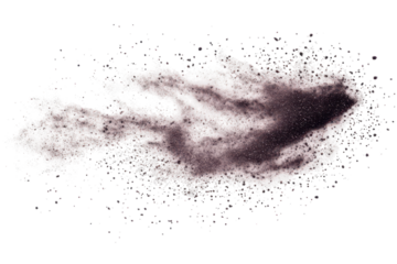 An abstract image depicting a dark grey cloud-like form against a black background, speckled with tiny colored dots. The form resembles a nebula or cosmic dust cloud