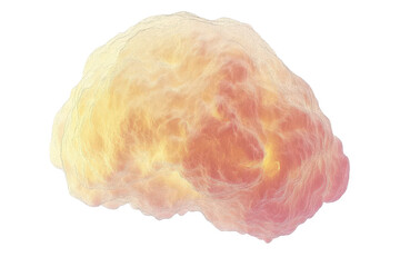 Fototapeta premium An abstract, organic form resembling a cloud or brain, rendered in warm pastel hues of yellow, orange, and pink, with a slightly textured surface and irregular outline against a black background