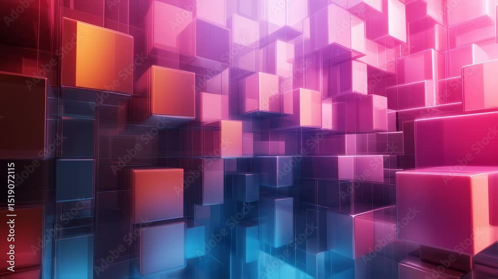Wall mural colorful abstract 3d cube blocks animation for backgrounds and presentations