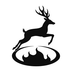 Deer silhouette, deer in jungle silhouette