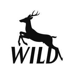 Deer silhouette, deer in jungle silhouette