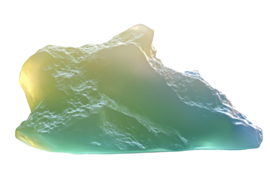 An irregularly shaped, translucent object with a smooth, undulating surface and a color gradient from pale yellow-green to a deeper green