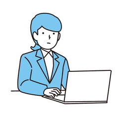 パソコン操作する女性