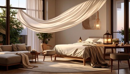 Elegant Bedroom Interior With Natural Light And Luxurious Design