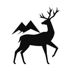 Deer silhouette, deer in jungle silhouette