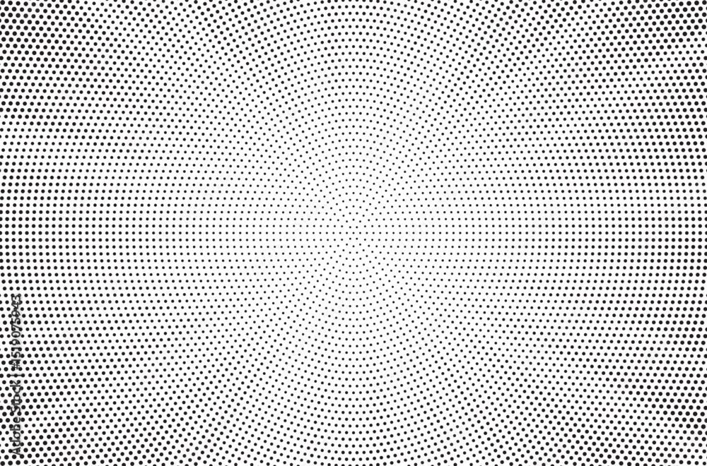 Poster Halftone gradient sun rays pattern. Abstract halftone vector dots background. monochrome dots pattern. Vector background in comic book style with sunburst rays and halftone. Retro pop art design.