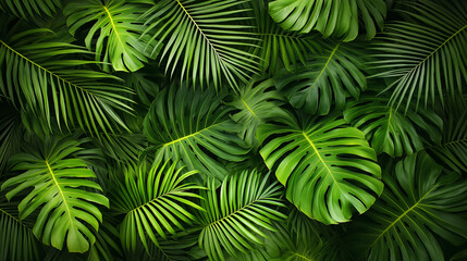 green tropical palm leaves Monster