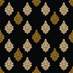 Seamless wallpapers, Damas patterns, dark gold and light gold, black vector patterns.