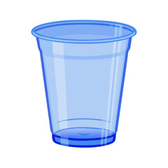 Empty blue transparent isolated plastic cup 