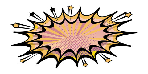 Comic burst graphic in pop art style with stars on transparent background  
