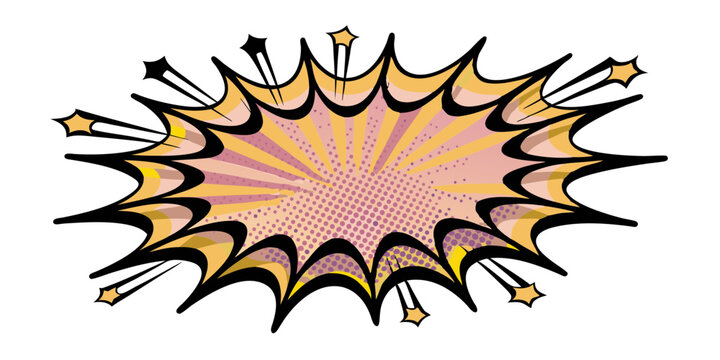 Comic burst graphic in pop art style with stars on transparent background  