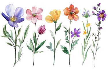 Colorful floral arrangement with various blossoms and leaves
