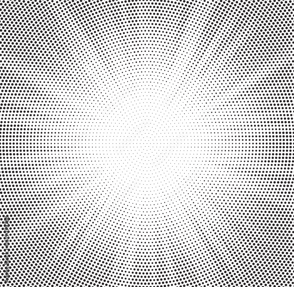 Leinwandbilder Halftone gradient sun rays pattern. Abstract halftone vector dots background. monochrome dots pattern. Vector background in comic book style with sunburst rays and halftone. Retro pop art design.