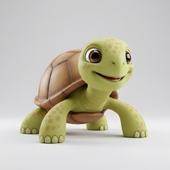 Fototapeta premium cute smiling turtle, soft lighting, pastel colors, white background
