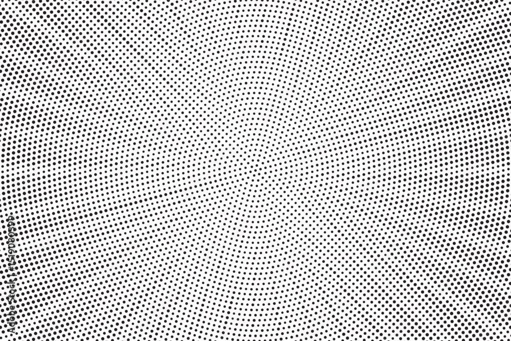 Poster Halftone gradient sun rays pattern. Abstract halftone vector dots background. monochrome dots pattern. Vector background in comic book style with sunburst rays and halftone. Retro pop art design.