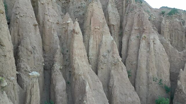 Morning Drone View of the Stob Pyramids Rock Formations in Bulgaria