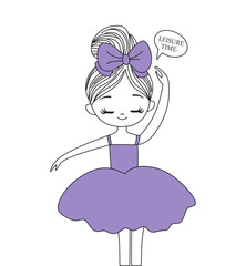 whimsical ballerina girl in purple dress with bow leisure time doll