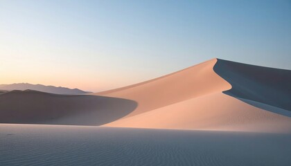 Golden Hour Sand Dunes Landscape With Peach Sky and Tranquil Atmosphere