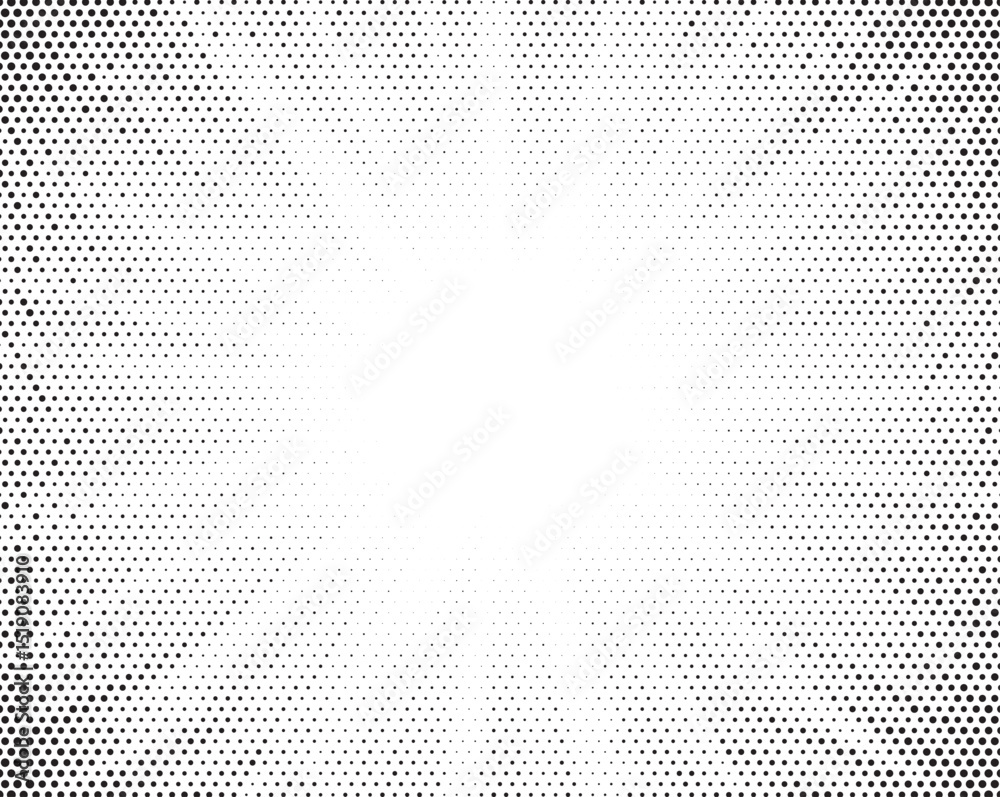 Poster Halftone gradient sun rays pattern. Abstract halftone vector dots background. monochrome dots pattern. Vector background in comic book style with sunburst rays and halftone. Retro pop art design.