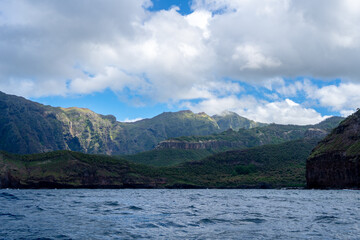 Cliffs along the coast between Taiohae and Hakaui, Nuku Hiva, French Polynesia