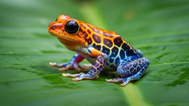 Vibrant Strawberry Poison Dart Frog on Lush Green Leaf