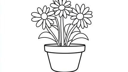 Obraz premium Simple black and white drawing of flowers in a pot (3)