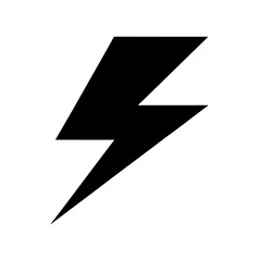 Minimal Black Lightning Silhouette Vector Clip Art Illustration