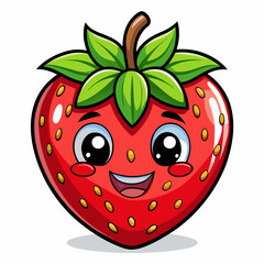 Obraz premium Happy strawberry fruit vector illustration isolate 