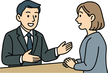 Businessman Consulting with Woman at a Desk for print/web use