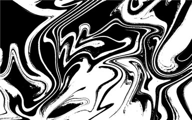 Black and white liquid texture. Watercolor hand drawn marbling illustration. Abstract vector background. Monochrome marble pattern. 