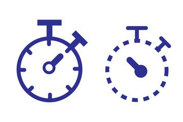 Timer icon set. Alarm clock symbol. Watch countdown vector illustration. Stopwatch sign. Hours, minutes and seconds concept. Simple express pictogram outline collection.