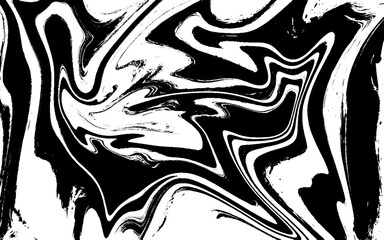Black and white liquid texture. Watercolor hand drawn marbling illustration. Abstract vector background. Monochrome marble pattern. 