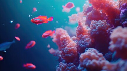 Underwater coral reef scene with colorful fish